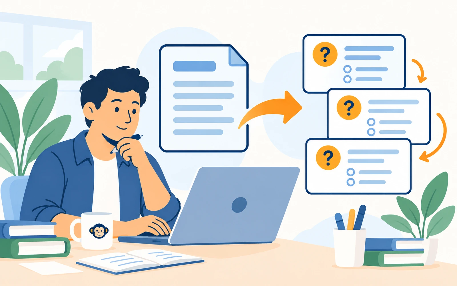 Teacher turning lesson material into an editable online exam